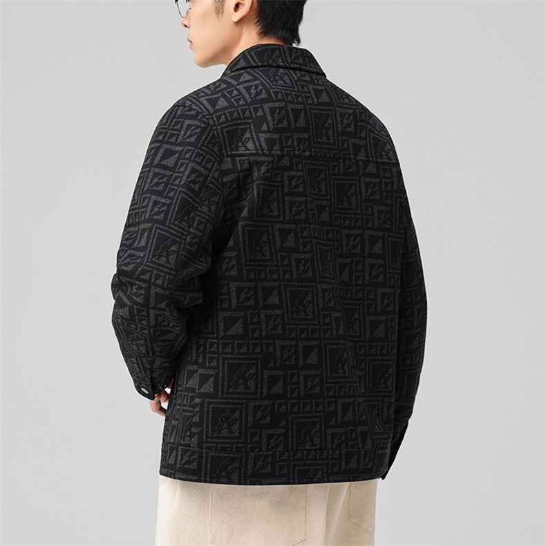 2025新标90%鸭绒男士翻领工装羽绒服字母暗纹设计防风保暖外套,男装羽绒服,钱塘723