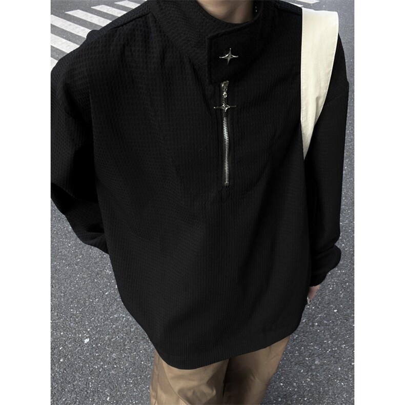 金属设计感长袖T恤，XZ1005-1-TTH0014-批4568，男装T恤，星座1005-1