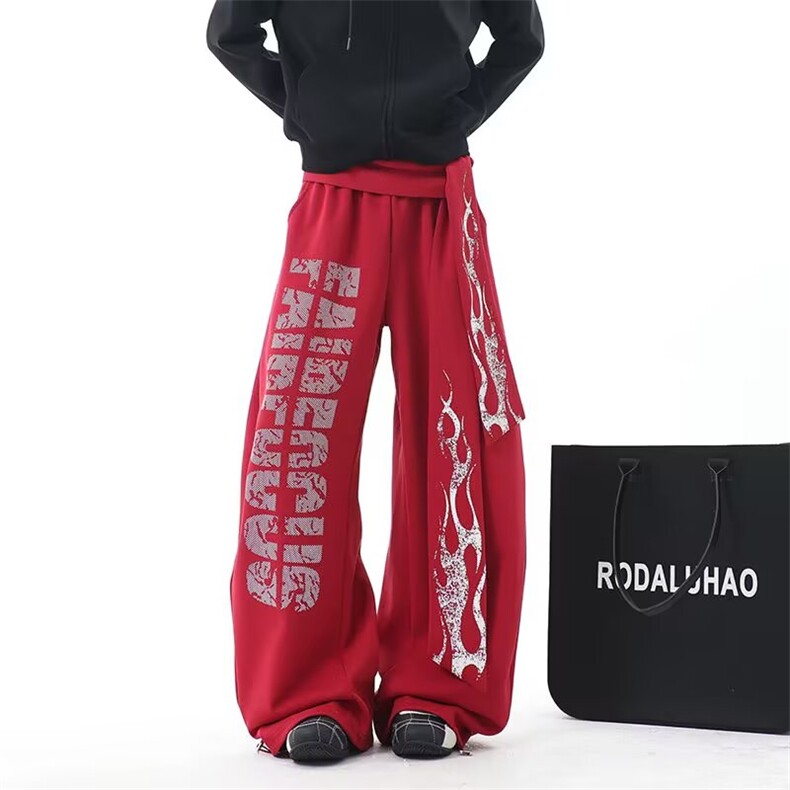 美式潮街舞宽松休闲荆棘涂鸦双侧休闲卫裤舞蹈裤K6688-P45,男装休闲裤,星座412-3