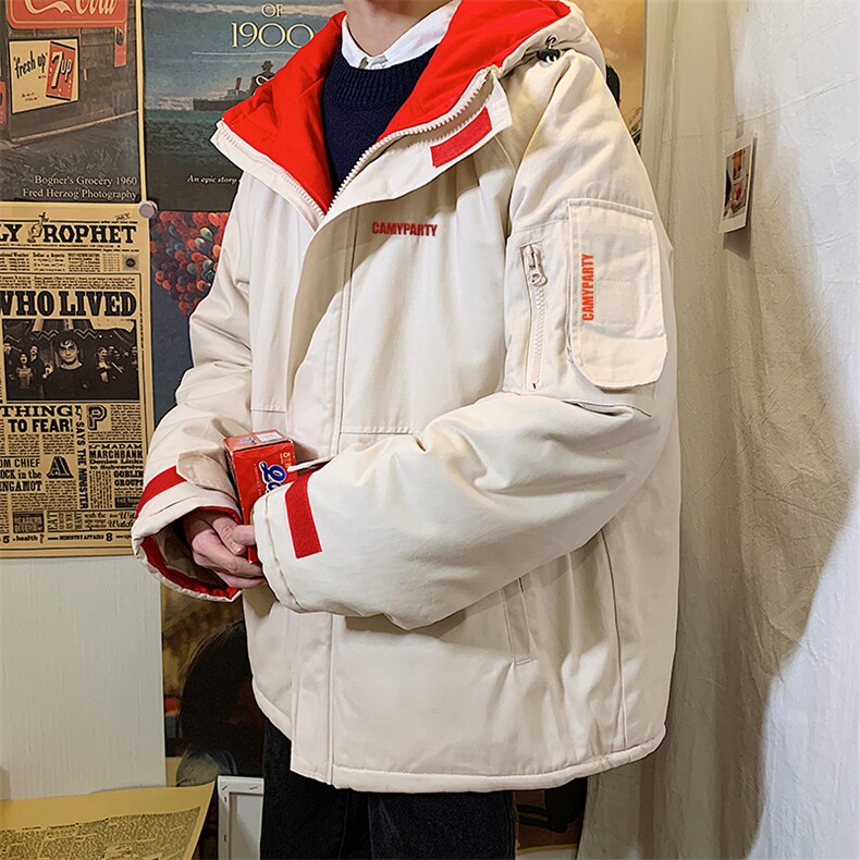 秋冬潮流工装连帽棉衣男休闲学生加厚百搭面包服 现货W094-P80图片