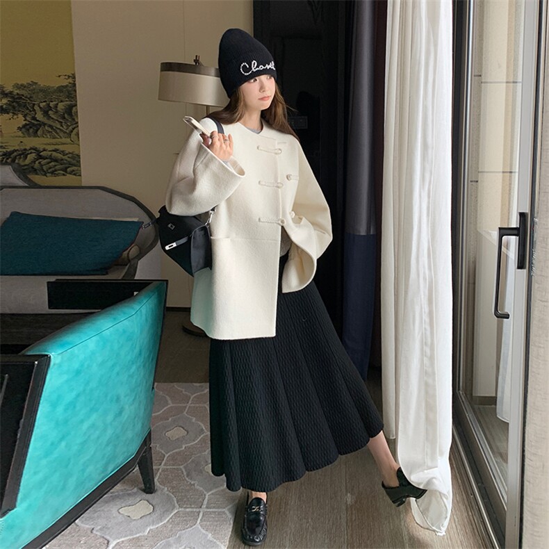 时尚国风盘扣气质毛呢大衣女2025秋冬季新款显瘦加厚保暖呢子外套,女装毛呢外套,2C372