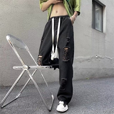时尚水洗ins新款牛仔裤潮高腰直脚夏潮流长裤拉链男女RK2623-P43，男装牛仔裤，星座412-2