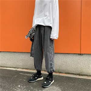 腰果花拼接束脚牛仔裤男街头嘻哈港风潮牌阔腿哈伦长裤潮G299-p45,男装牛仔裤,星座1008-2