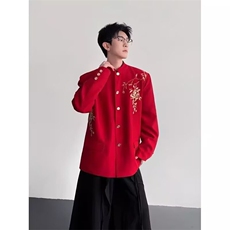 中山装演出服男士青少年老年红歌刺绣演出比赛年会合唱团表演服装，男装民族服装，星座715-4
