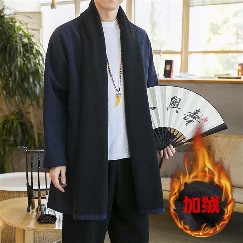 2020冬季中国风开衫加绒加厚亚麻长袖开衫披风男外套D584P105,男装针织衫/毛衣,星座312B-2
