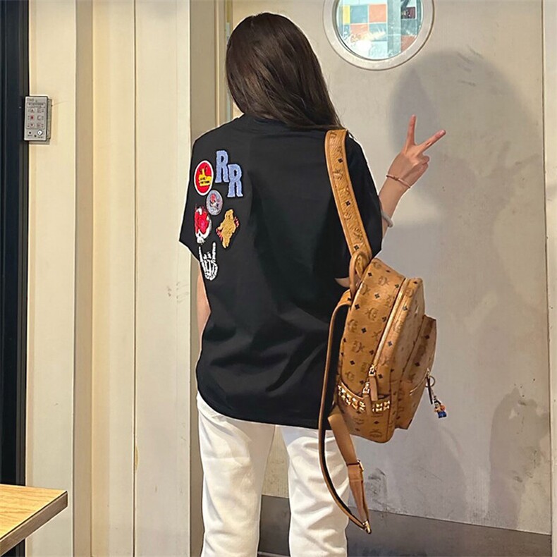 万针全刺绣工艺得物抖音高品质260克纯棉双纱美式高街短袖T恤P33,男装T恤,电商A486