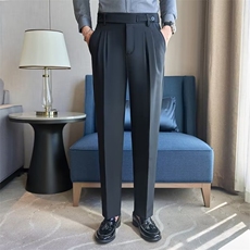 小西裤男九分修身直筒休闲裤男士高级垂感黑色西装长裤子潮KA507，男装西裤，星座1116A-2（原606A-1）