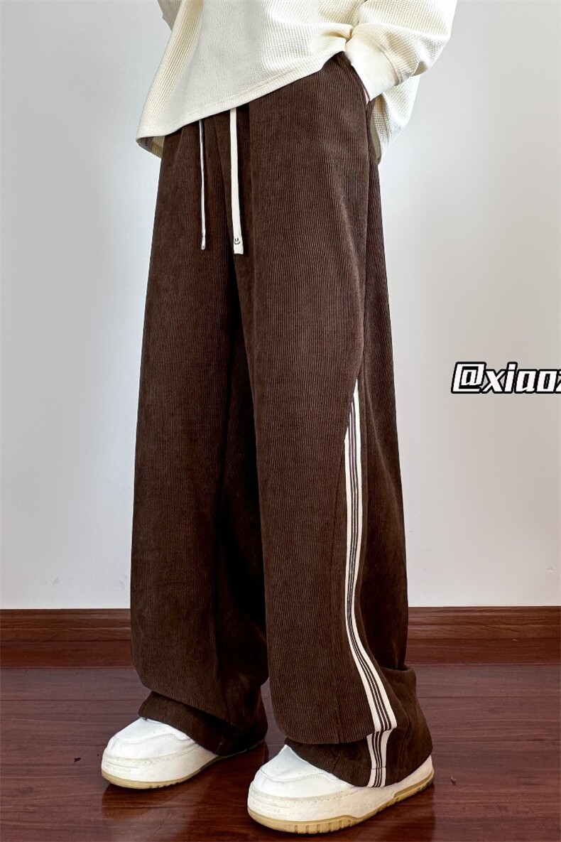 XZ616秋冬重磅欧棉绒撞色织带拼接加厚休闲长裤TY1118P55控68,男装休闲裤,星座512A（原616）