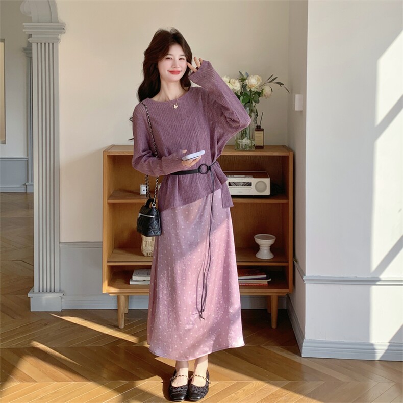 现货！26春新款紫色吊带连衣裙套装-衣珂纱朗-2D044,女装套装/套裙,衣珂纱朗