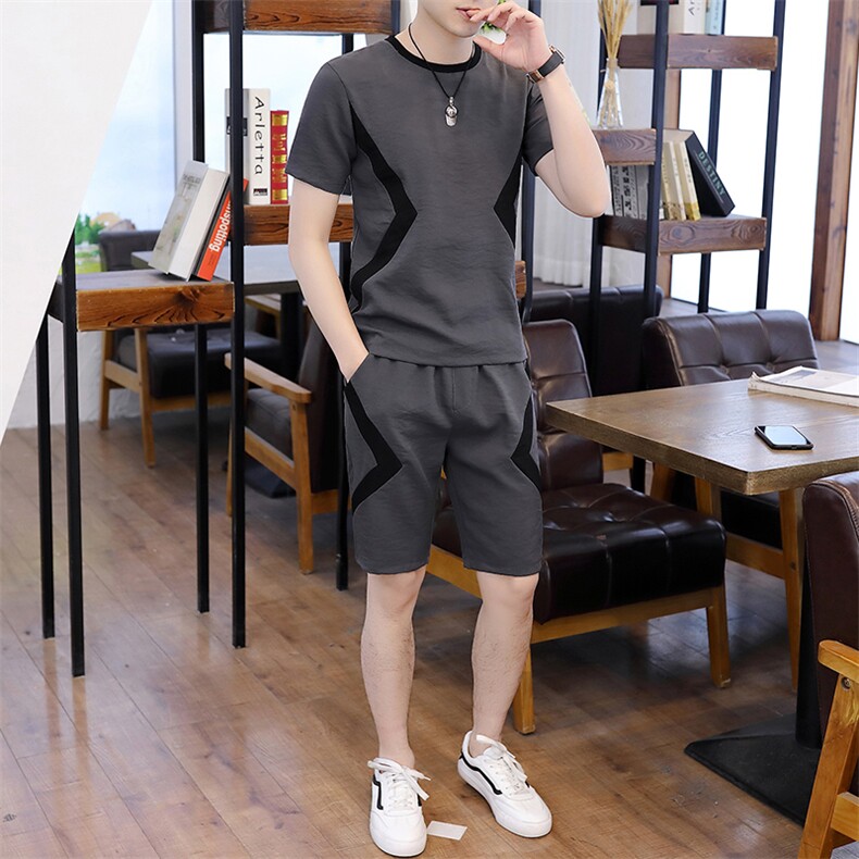 男士冰丝短袖T恤潮流休闲运动套装男装夏装一套衣服帅气T719-P50,男装休闲套装,星座1206（原A206）