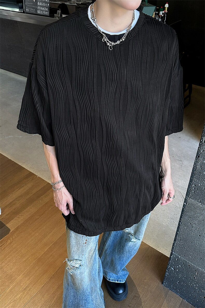8XL-M特大码夏季短袖冰丝皱感透气T恤男潮垂感宽松半袖DX305P45,男装T恤,电商D206-1