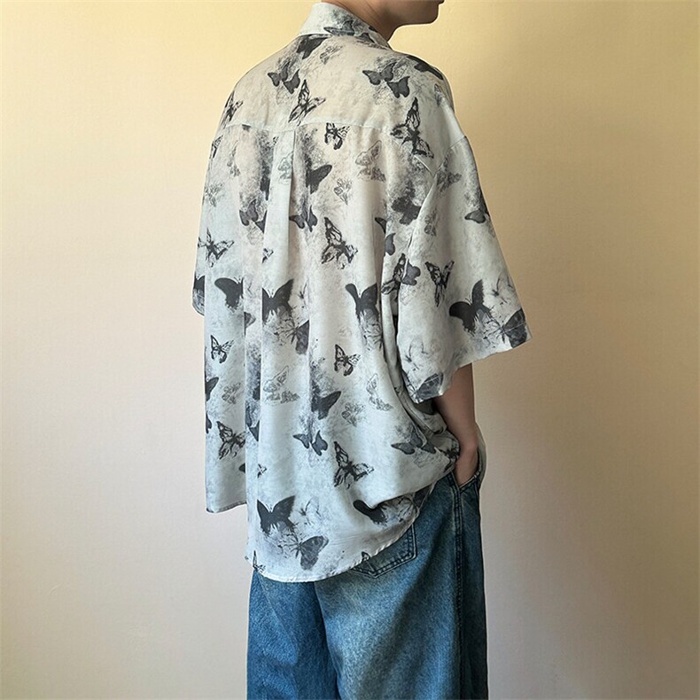 夏季现货印花短袖衬衣男潮牌冰丝花衬衫A351-AC25603-p48控89,男装T恤,电商A351