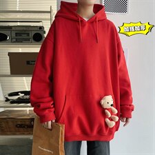 2021冬季新港风短句大码男女送小熊加绒加厚网红连帽卫衣W5205P55，男装卫衣，电商A001