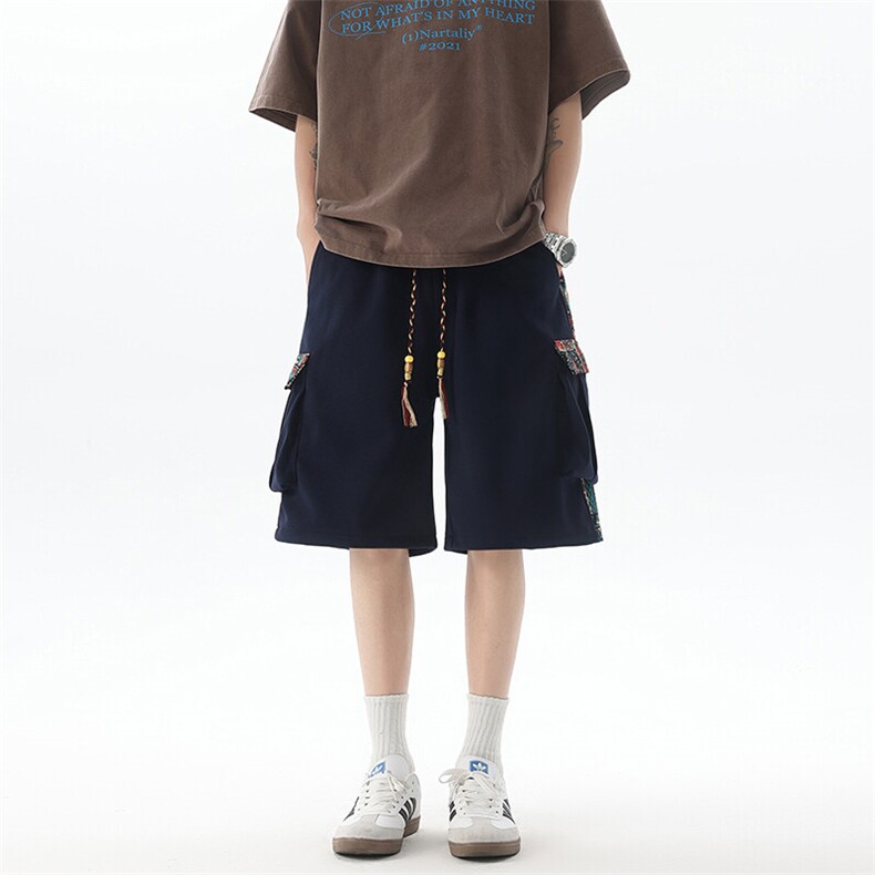 8XL-M民族风拼接工装短裤男夏季新款风中式五分裤子DK26003p45,男装休闲裤,电商B312