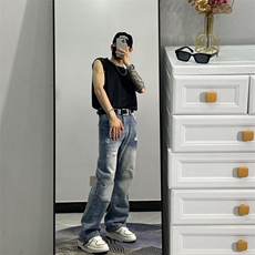 小个子潮流牛仔裤青春流行ins新款原宿男春季简约JY9006-P58，男装牛仔裤，星座1109-3