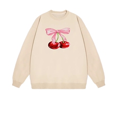 2025年秋季长袖通勤套头蝴蝶结樱桃，女装卫衣/绒衫，花可