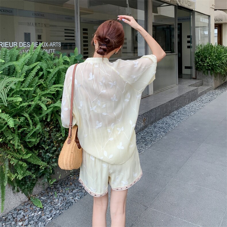 现货主推重工艺刺绣女夏新款休闲减龄穿搭两件套A2601-139-K218,女装套装/套裙,美静678