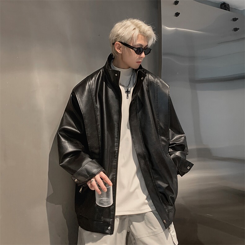 现货2025秋季新款皮衣外套男宽松PU皮夹克JK719-P85，男装皮衣，星座1209-2