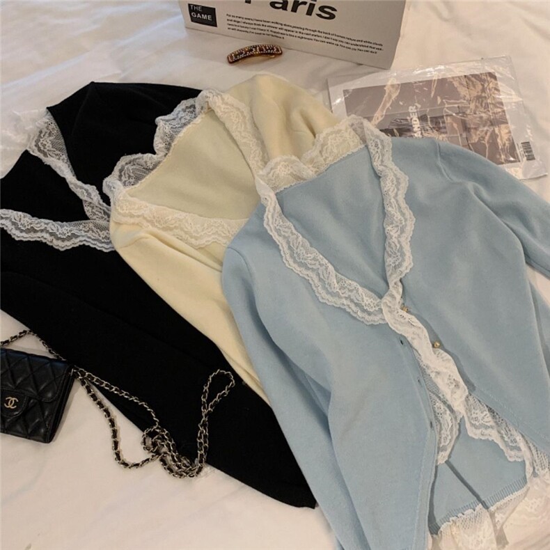 现货蕾丝拼接小开衫小女人味，其它，XTZ style