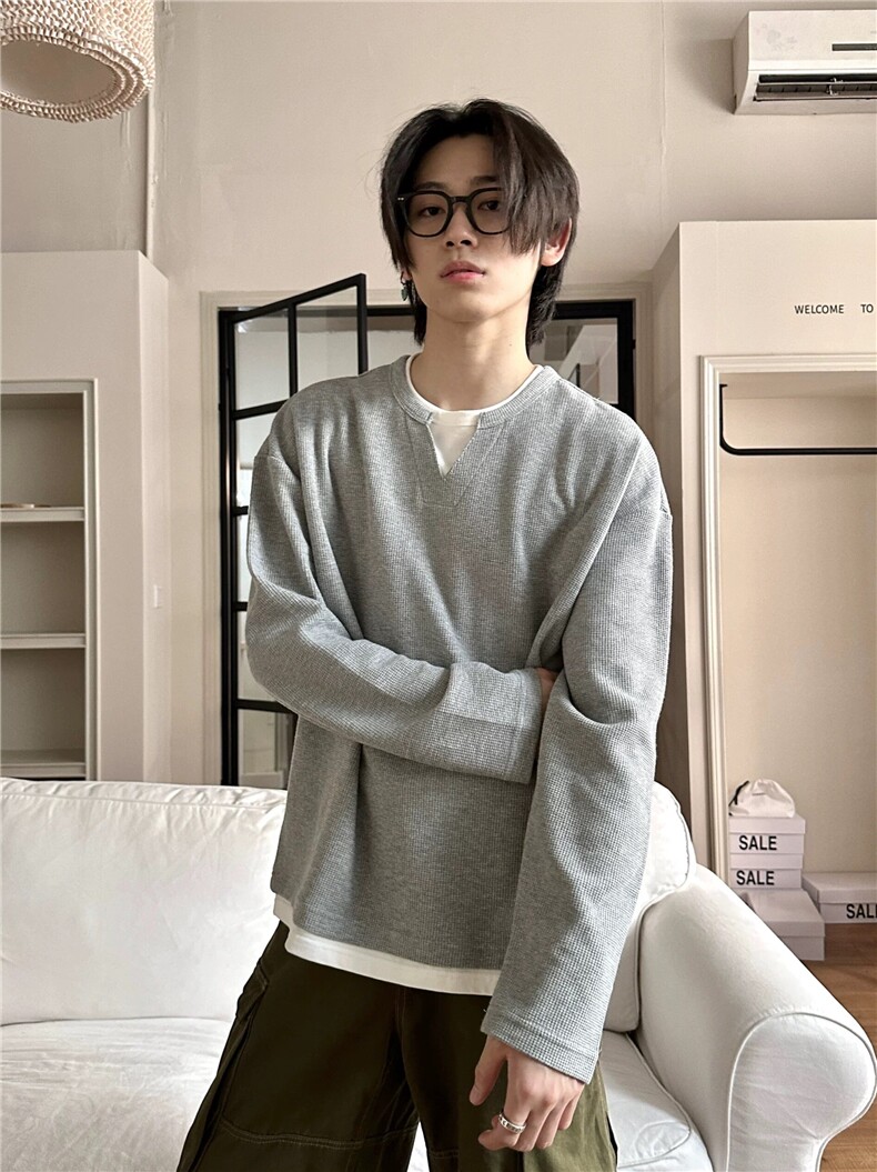 XZ809A/XS16/特P24/控48华夫格家俩件亨利领长T卫衣打底衫,男装卫衣,星座809A(原222-1)
