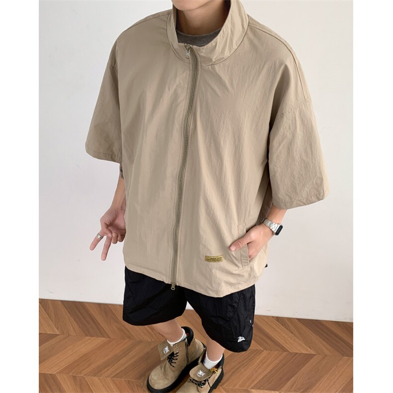 纯色夹克工装学生夏季日系短袖男宽松休闲半袖夹克JK23-P38,男装夹克,星座308B-2