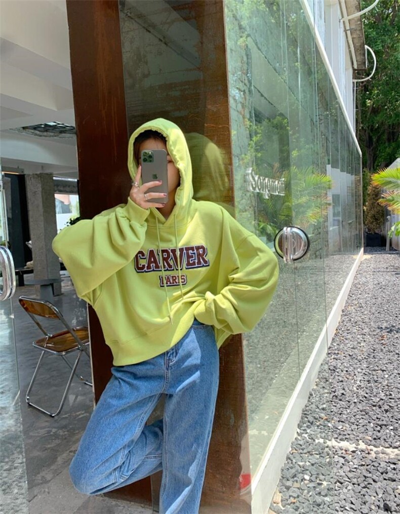 纯韩版休闲字母卫衣，女装卫衣/绒衫，巴黎之夜