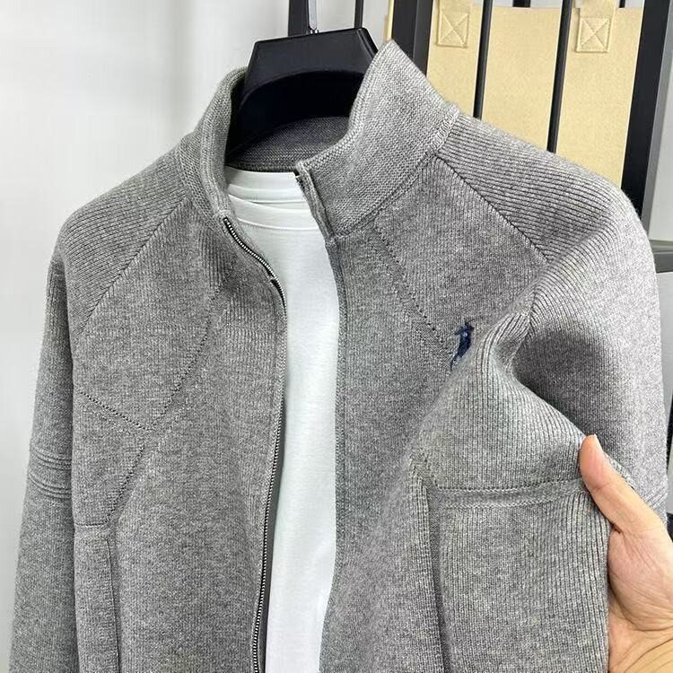 W10856-P73网图现货美式重磅刺绣开衫毛衣宽松双拉链针织外外套,男装针织衫/毛衣,星座1608