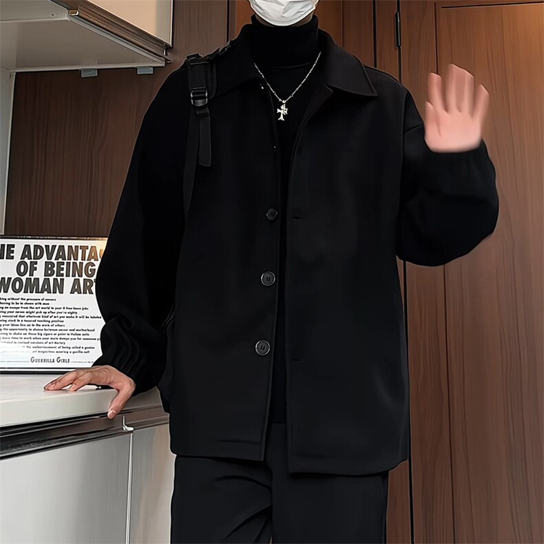N2070/P75加棉P85冬季毛呢夹克男女中性风宽松大码呢子外套夹克,男装夹克,电商A141