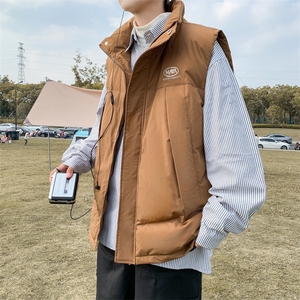 秋冬新款宽松休闲外套日系复古立领坎肩工装棉服马甲男 W6324-P55图片