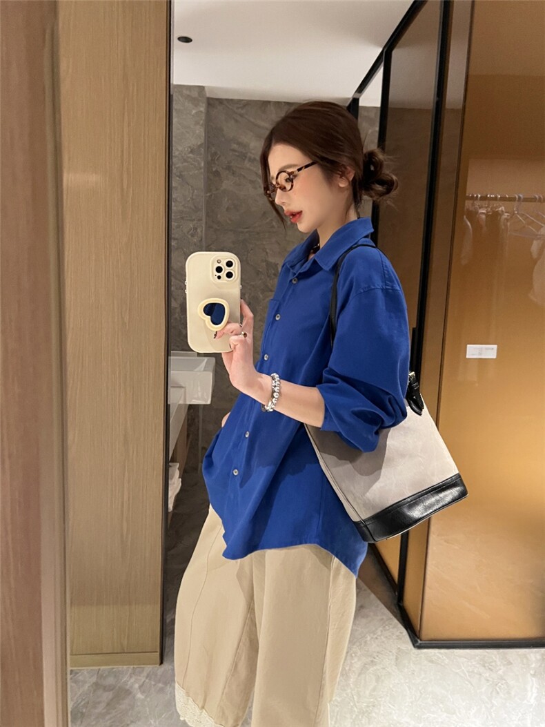 2025百搭时尚简约亚麻衬衫女夏季高端欧货宽松版衬衣,女装衬衫,湘姗