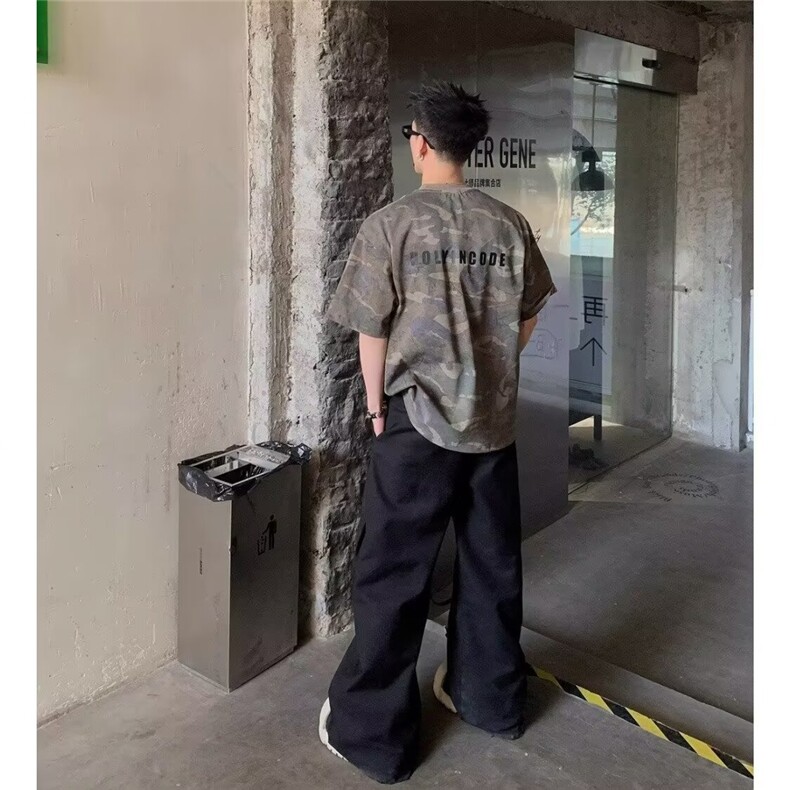 气质文艺新款裂纹迷彩短袖t恤男夏季半截袖无品牌ins时尚百搭潮流,男装T恤,星座1210-1