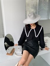 娃娃领小衫，其它，精典蓝月