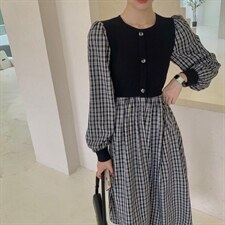 拼接连衣裙，女装连衣裙，深度