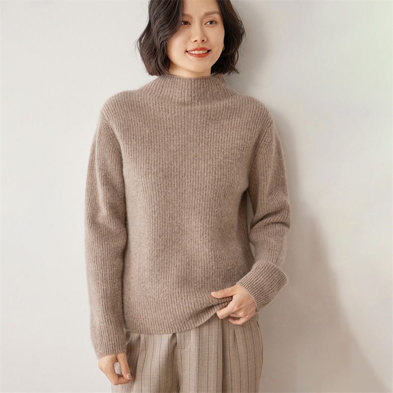 半高领针织打底衫女2024秋装新款气质内搭气质35%羊绒衫,女装羊绒衫,雪山红莲