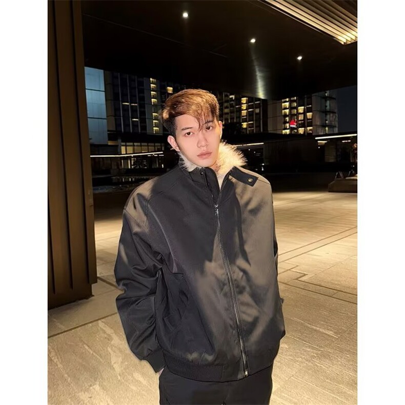 美式复古座山雕毛领棉服男冬季cleanfit宽松加厚情侣立领棉衣外套,男装棉衣,星座506A