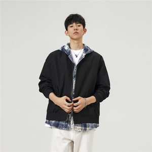 可二开假两件格子拼接大码M-5XL夹克100%聚酯纤维JK78094P75控118图片