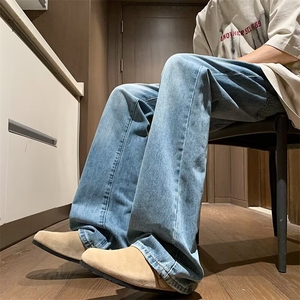 牛仔裤男款修身显瘦美式复古vibe裤子水洗做旧直筒裤N8944
