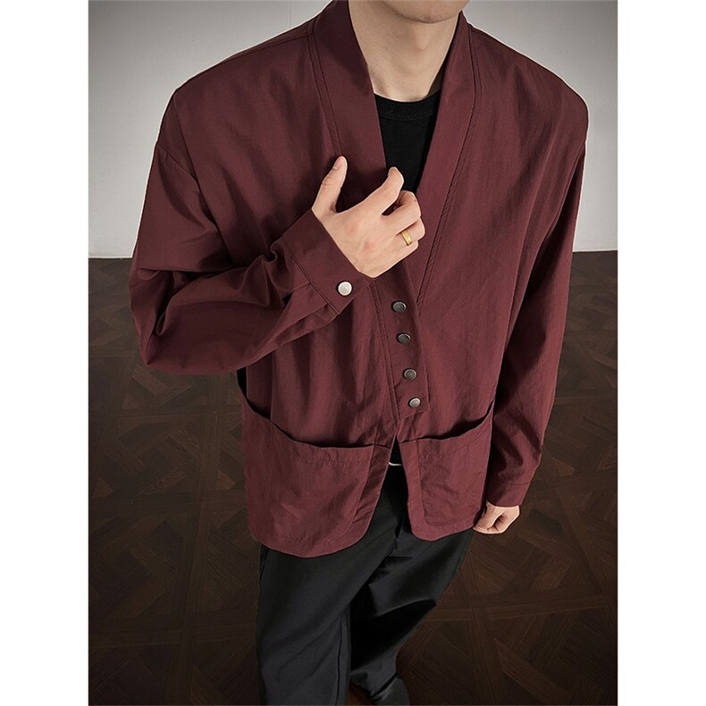 现货CS1161-p55新款高品质小众叠穿开衫大码衬衫上衣外套,男装衬衫,电商A059