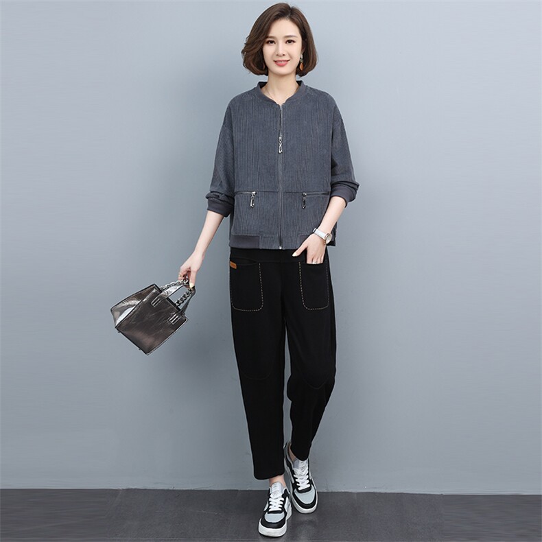 2021秋装新款休闲舒适女装套装时尚百搭显瘦两件套,女装套装/套裙,悦见她