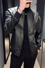 2024秋冬皮衣夹克修身棒球领PU皮衣外套男py56601-p78M-4XL，男装皮衣，电商D303
