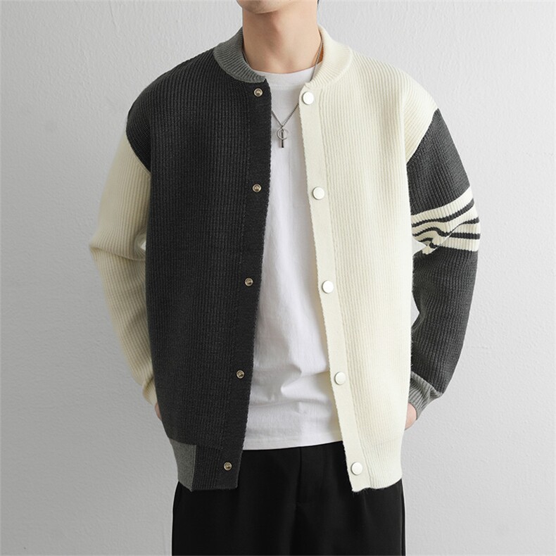 秋装棒球服毛衣男士开衫宽松拼色外套青年帅气品质上衣潮,男装针织衫/毛衣,星座914