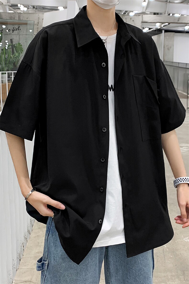 2021年春季新款纯色衬衫女宽松落肩港风衬衫男DS-C407-CS302-P35,男装衬衫,电商C323-1