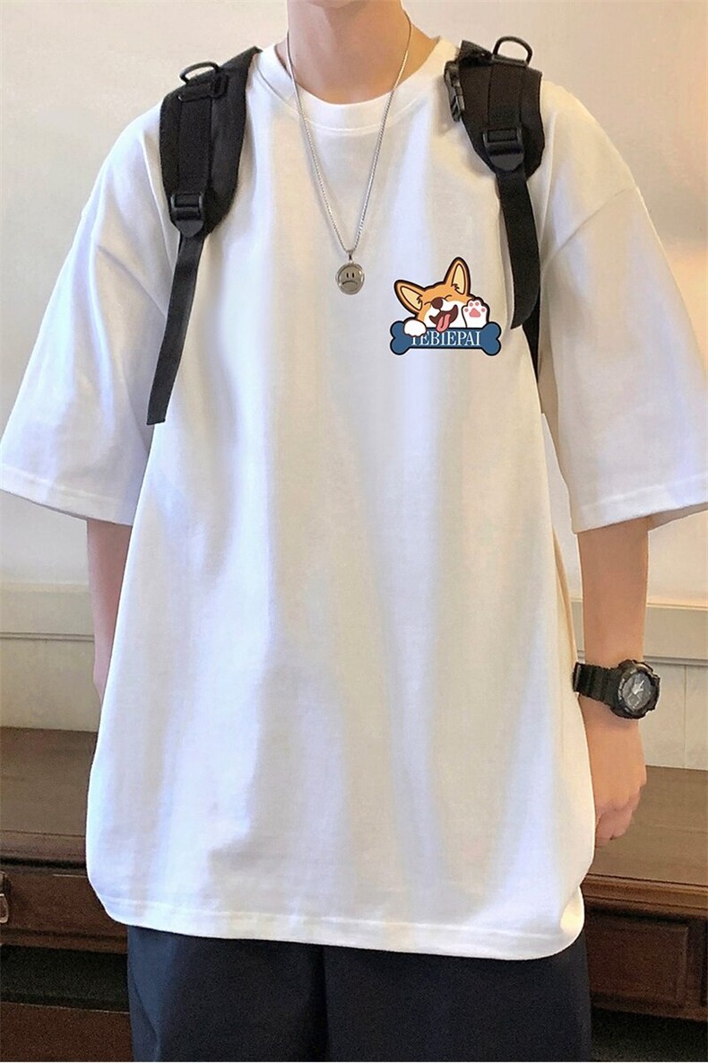 T755大码宽松纯棉运动圆领体恤衫oversize短袖T恤男重磅T,男装T恤,星座304A-1