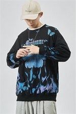 2025秋季新款男士宽松大码休闲印花落肩圆领长袖T恤T212/P40，男装T恤，星座608A