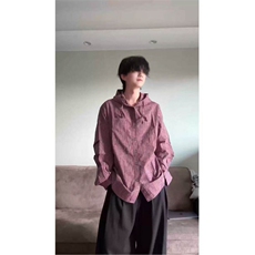 档口现货~纯棉小格子连帽男女夏季防晒长袖衬衫外套C2500批58，男装防晒衣，星座1004-6