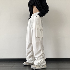 秋季新款港风大口袋工装裤飘带宽松休闲裤K0978-P55，男装休闲裤，星座308B-1