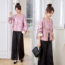 新中式休闲套装女春秋阔腿裤2026新款时尚洋气减龄显瘦遮肉两件套，女装套装/套裙，丽影随形