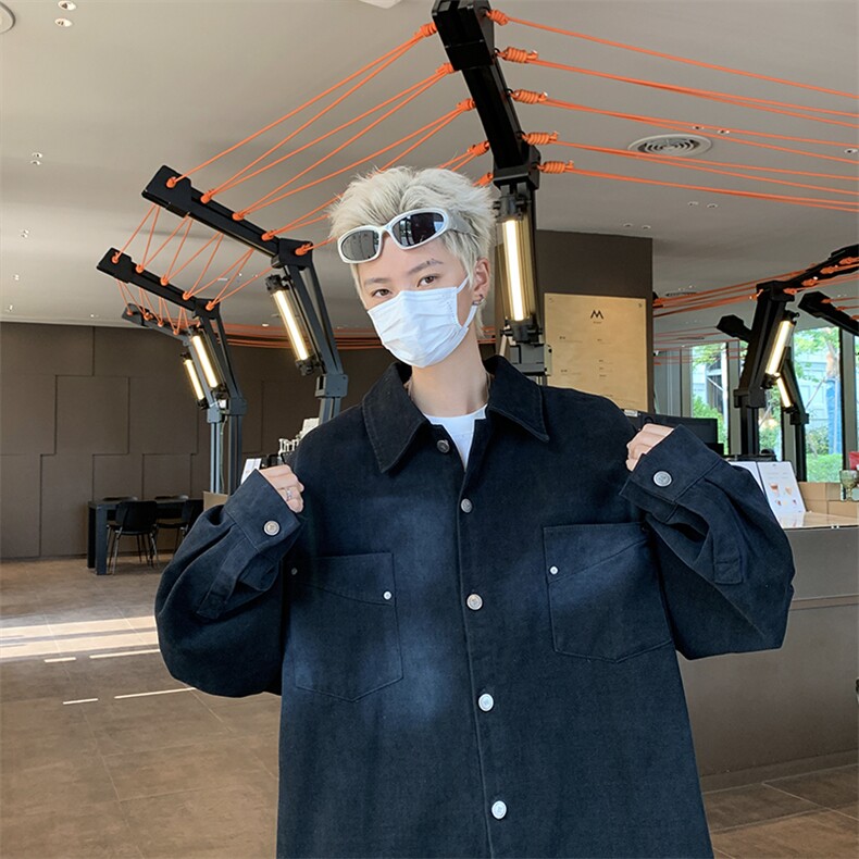 F450P65男生秋装新中式潮牛仔外套男复古宽松水洗做,男装工装外套,星座512-6
