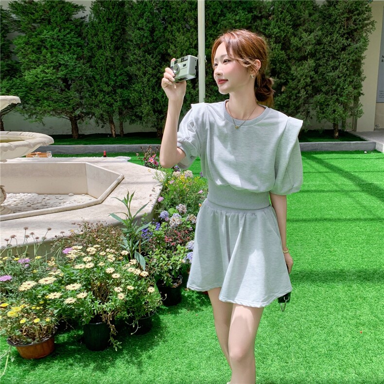 慵懒风运动卫衣T恤短裤套装女2025夏季新款小个子减龄休闲两件套图片