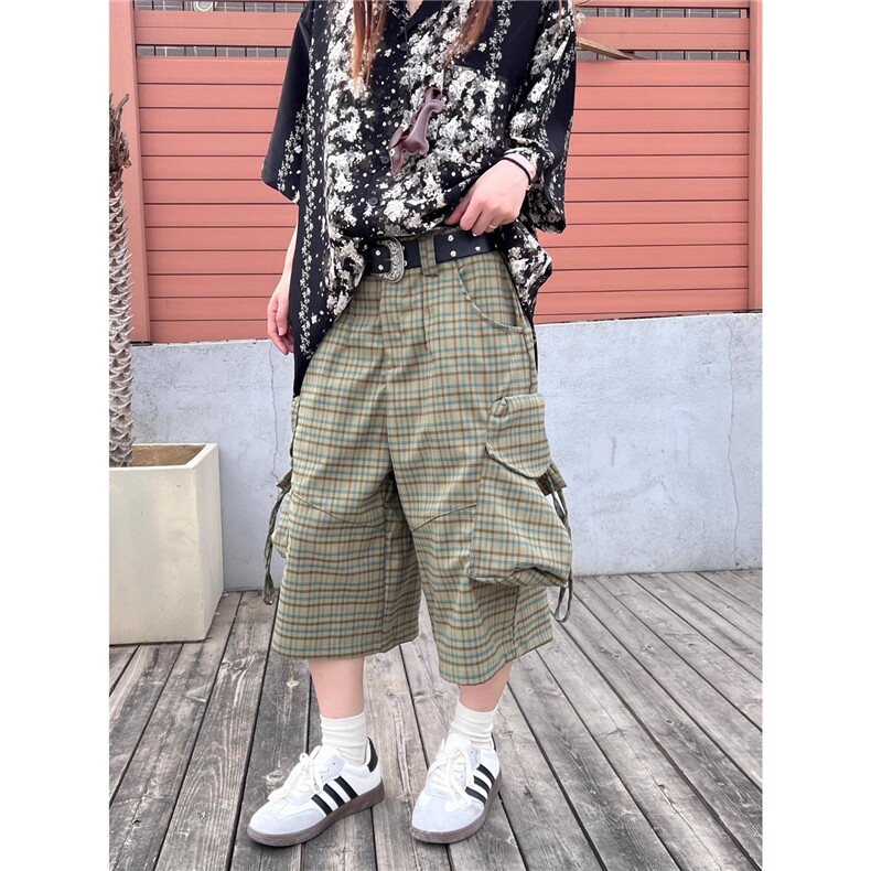 大口袋工装七分裤男女2025夏季新款宽松美式潮牌阔腿裤A9014-P48，男装牛仔裤，星座208-5